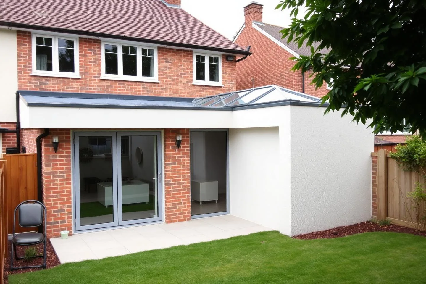 Wrap-around home extension with modern architectural finish