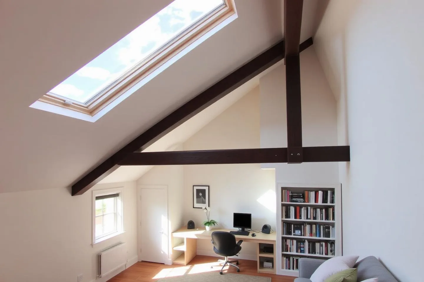Pitched roof conversion with conservation rooflight glazing