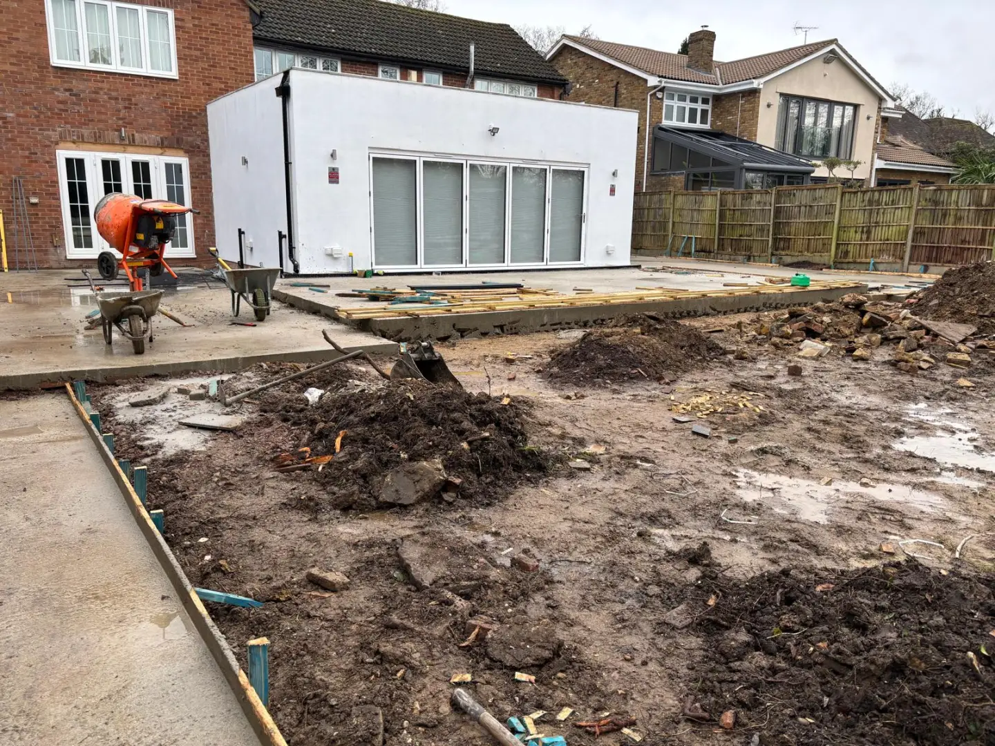 Hard-landscape areas complete to sub-base level ahead of surfacing