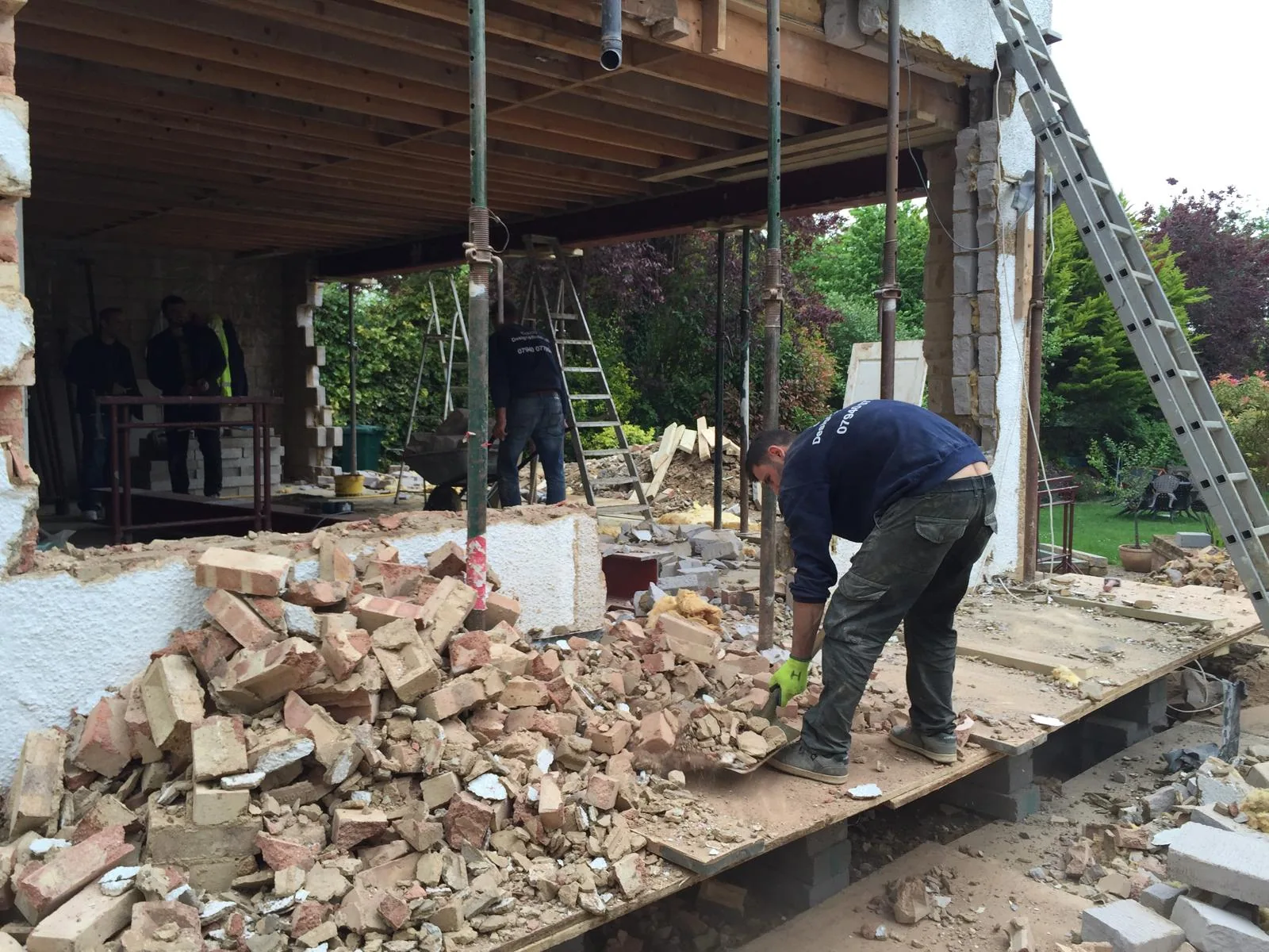 Rear elevation opened during demolition and structural alteration works.