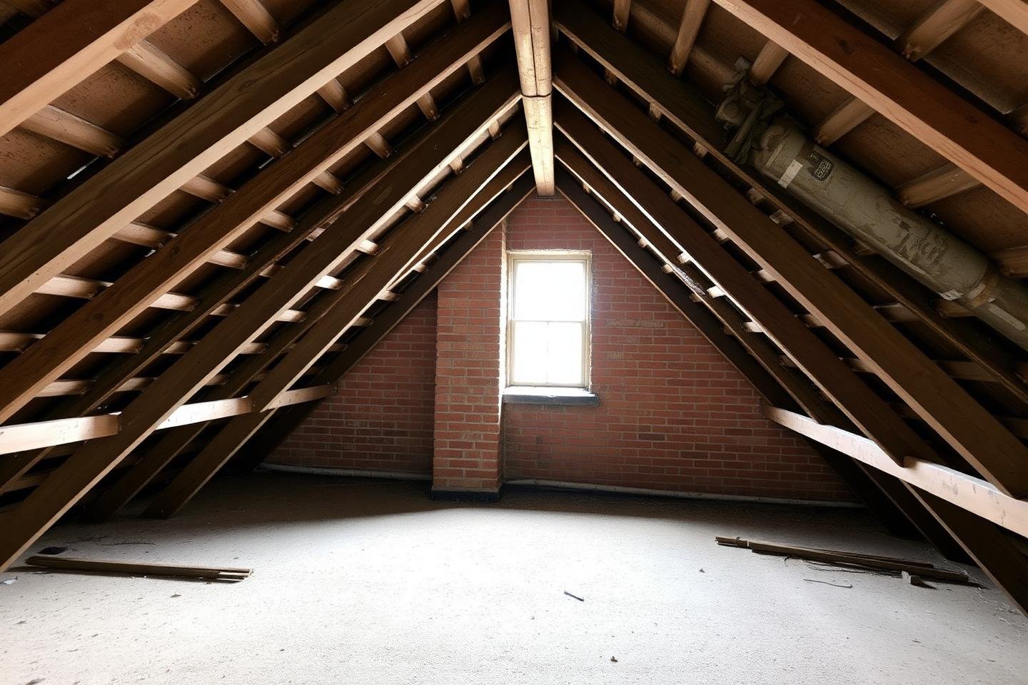 Unconverted loft with exposed rafters and no usable floor structure