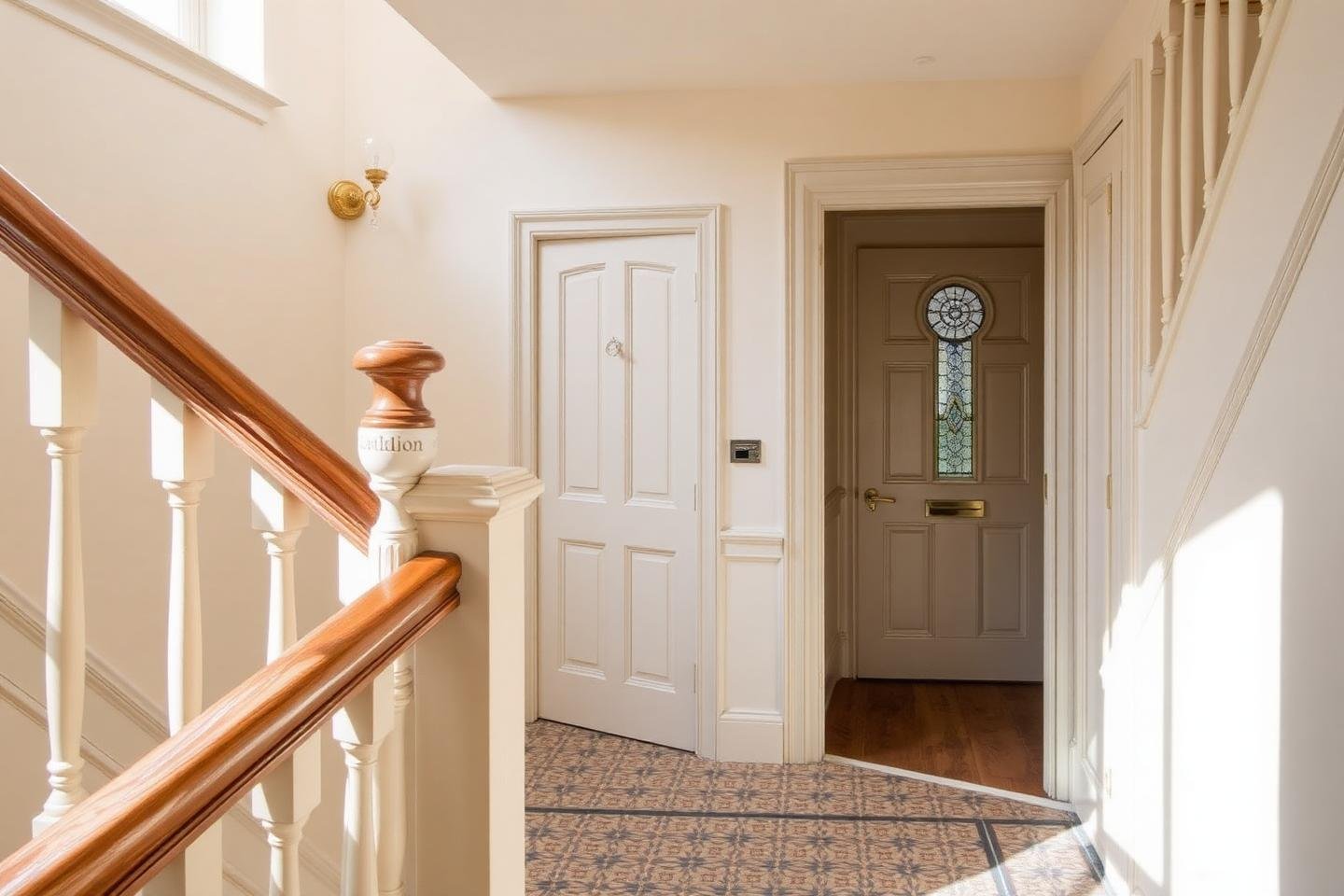 Rebuilt staircase and hallway after refurbishment and redecoration