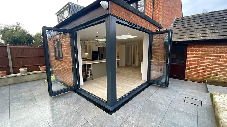 Side return extension with overhead glazing and bifold doors